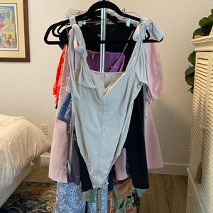 Free people xs taupe bodysuit shoulder ties